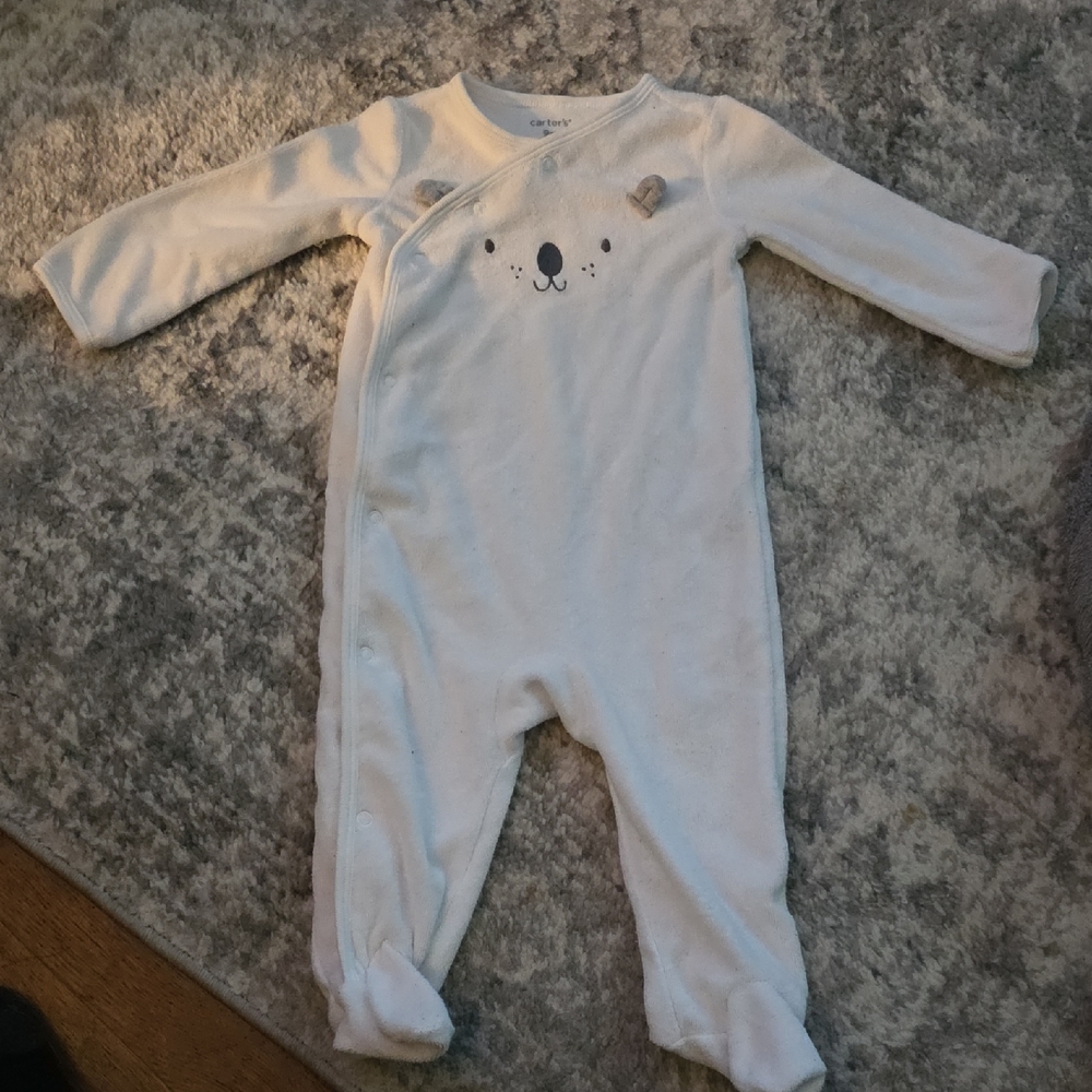 Carter's White Bear Footie One Piece